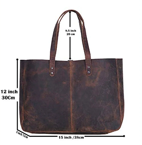 Report Vintage Leather Satchel Tote Bag - Distressed Top Grain Handbag - Multipurpose